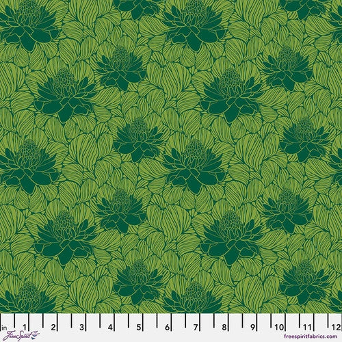 Paradise Blooms Waratah Emerald Fabric Yardage - quilt fabric for sewing and quilting projects