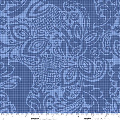 Modern Geometric Blue Modern Art 118" Wide Quilt Backing Fabric