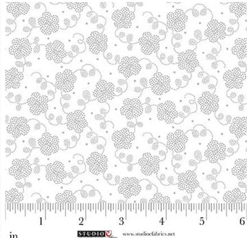 Best of Cream & Sugar White on White Dotted Flower Fabric Yardage
