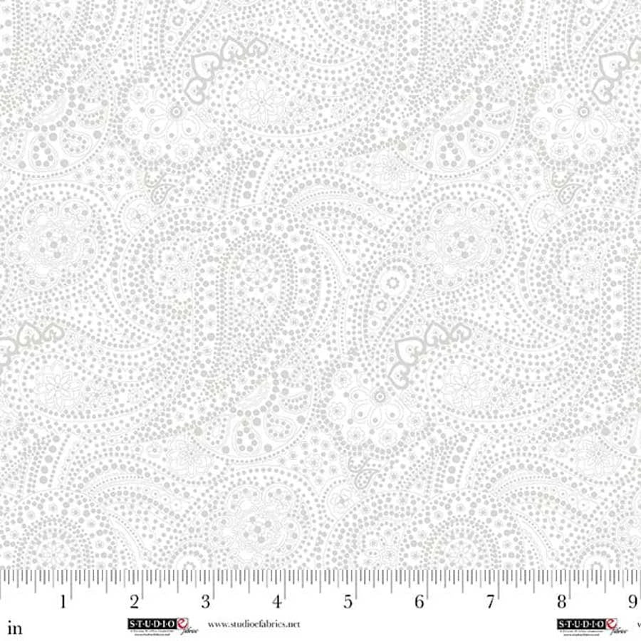 Best of Cream & Sugar White on White Packed Paisley Fabric Yardage