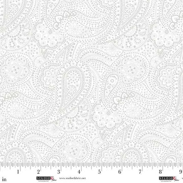 Best of Cream & Sugar White on White Packed Paisley Fabric Yardage