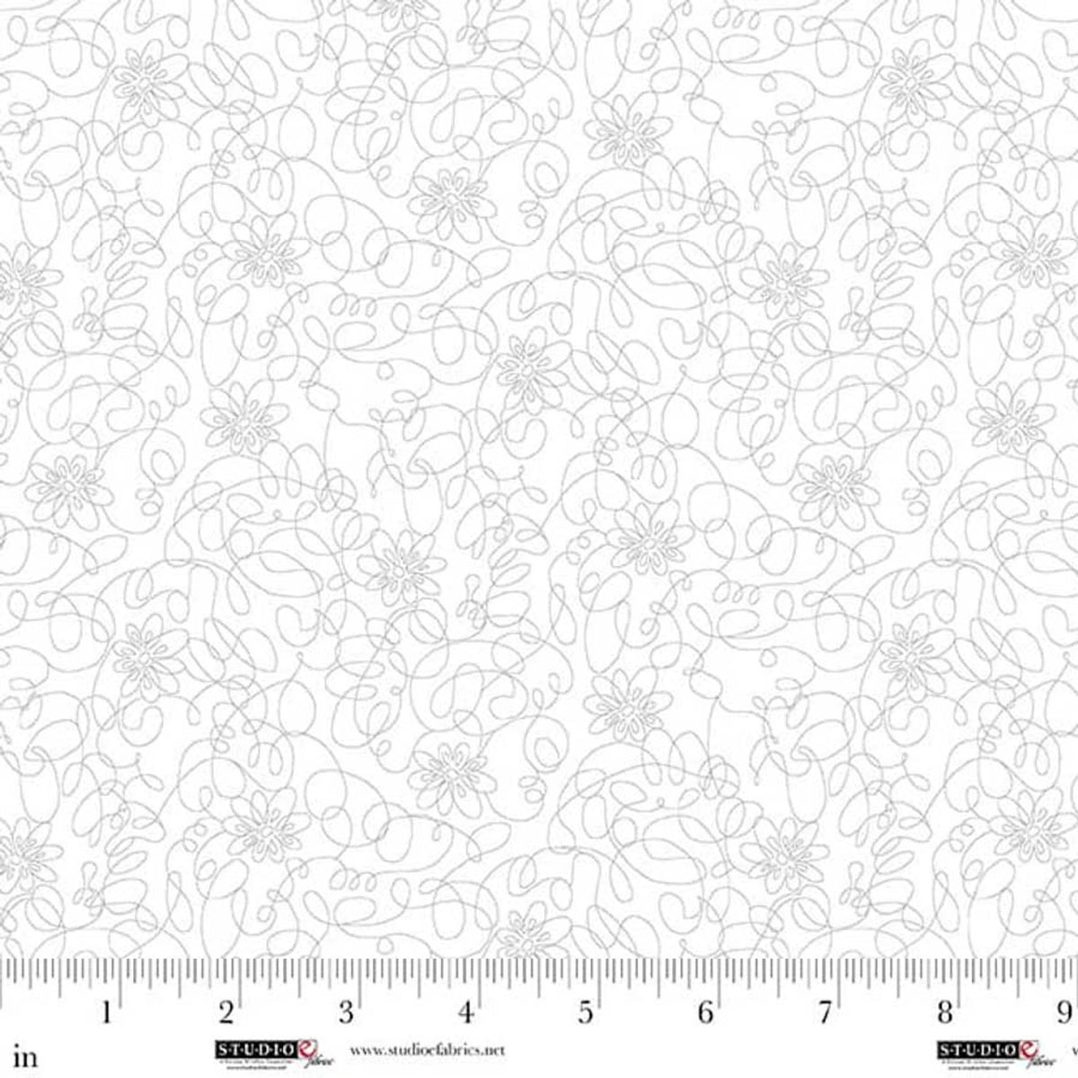 Best of Cream & Sugar White on White Modern Art Floral Fabric Yardage - quilt fabric for sewing and quilting projects