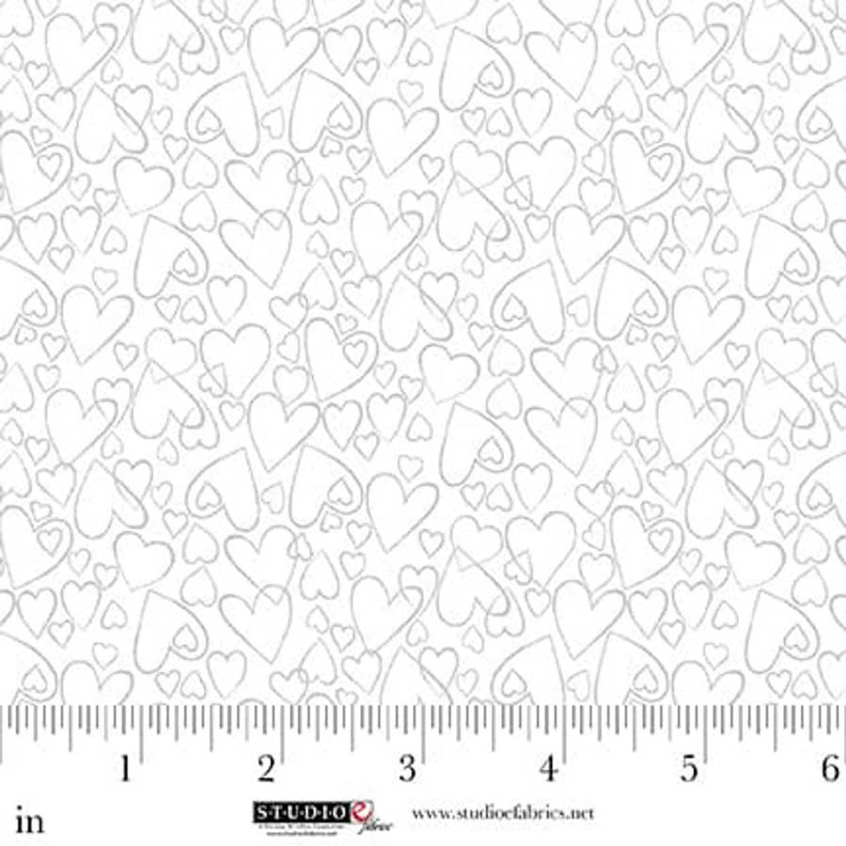 Best of Cream & Sugar White on White Hearts Fabric Yardage