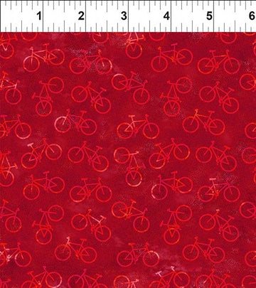 On the Go Red Bicycles Fabric Yardage