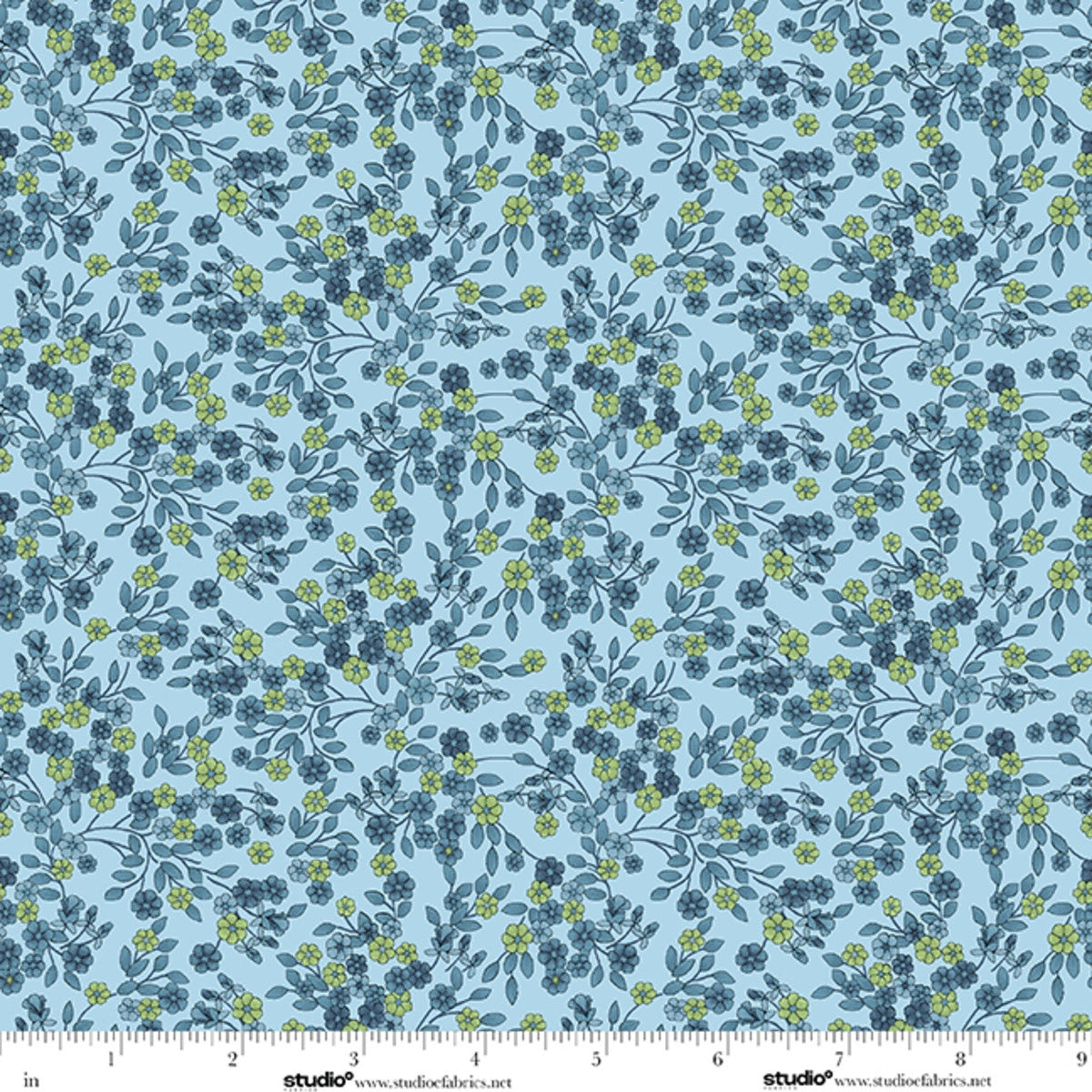Bar Harbor chambray ditsy floral vine texture fabric yardage