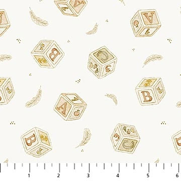 Tiny Waddles Cream Blocks Fabric Yardage - quilt fabric for sewing and quilting projects