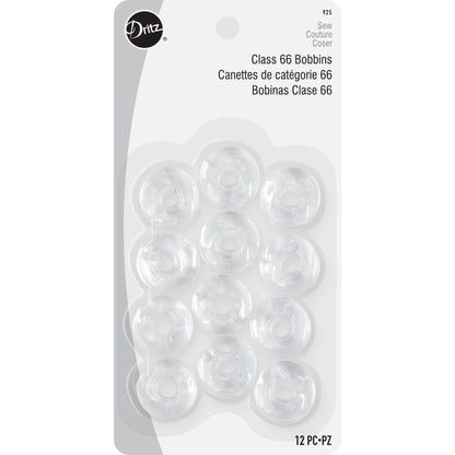 Dritz 12 Count Plastic Class 66 Bobbins - image 1 - quilting machine bobbin