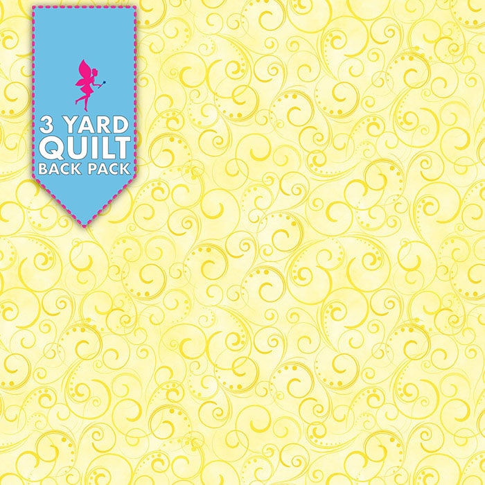 Swirling Splendor - Light Yellow 108" Wide 3 Yard Quilt Fabric Back Pack
