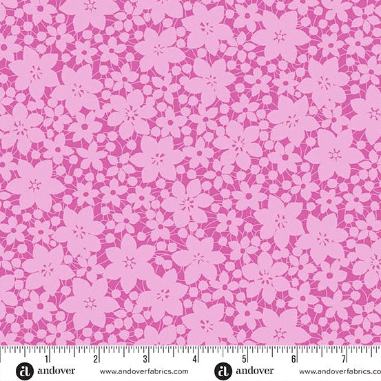 Color Me Whispered Pink Laced Blooms Fabric Yardage - quilt fabric for sewing and quilting projects