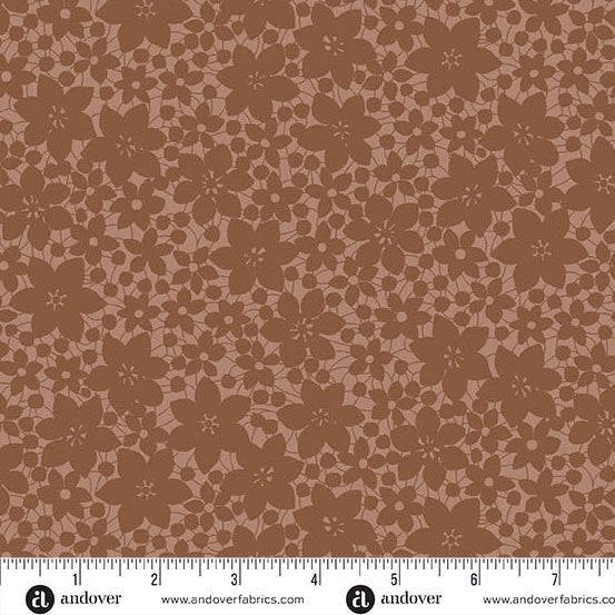 Color Me Whispered Mocha Laced Blooms Fabric Yardage - quilt fabric for sewing and quilting projects