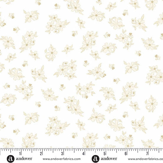 Color Me Whispered Cream Treasure Blooms Fabric Yardage - quilt fabric for sewing and quilting projects