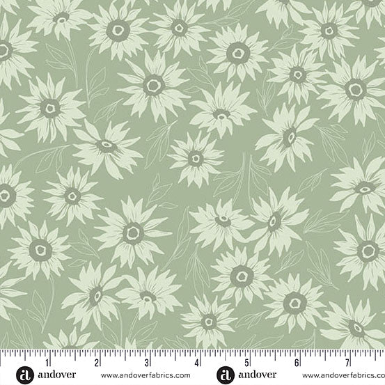 Color Me Whispered Sage Green Marguerite Mist Fabric Yardage - quilt fabric for sewing and quilting projects