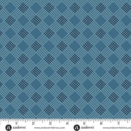 Special Delivery Deep Denim Tea Towel quilting fabric yardage