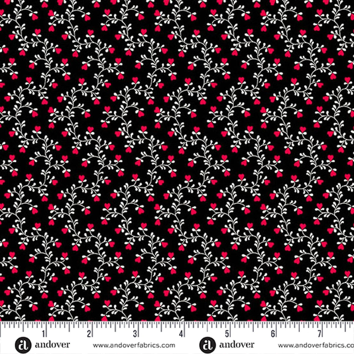 Heart and Soul Black Heart Vine Fabric Yardage
