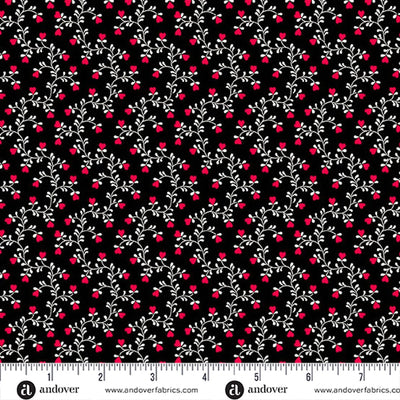 Heart and Soul Black Heart Vine Fabric Yardage