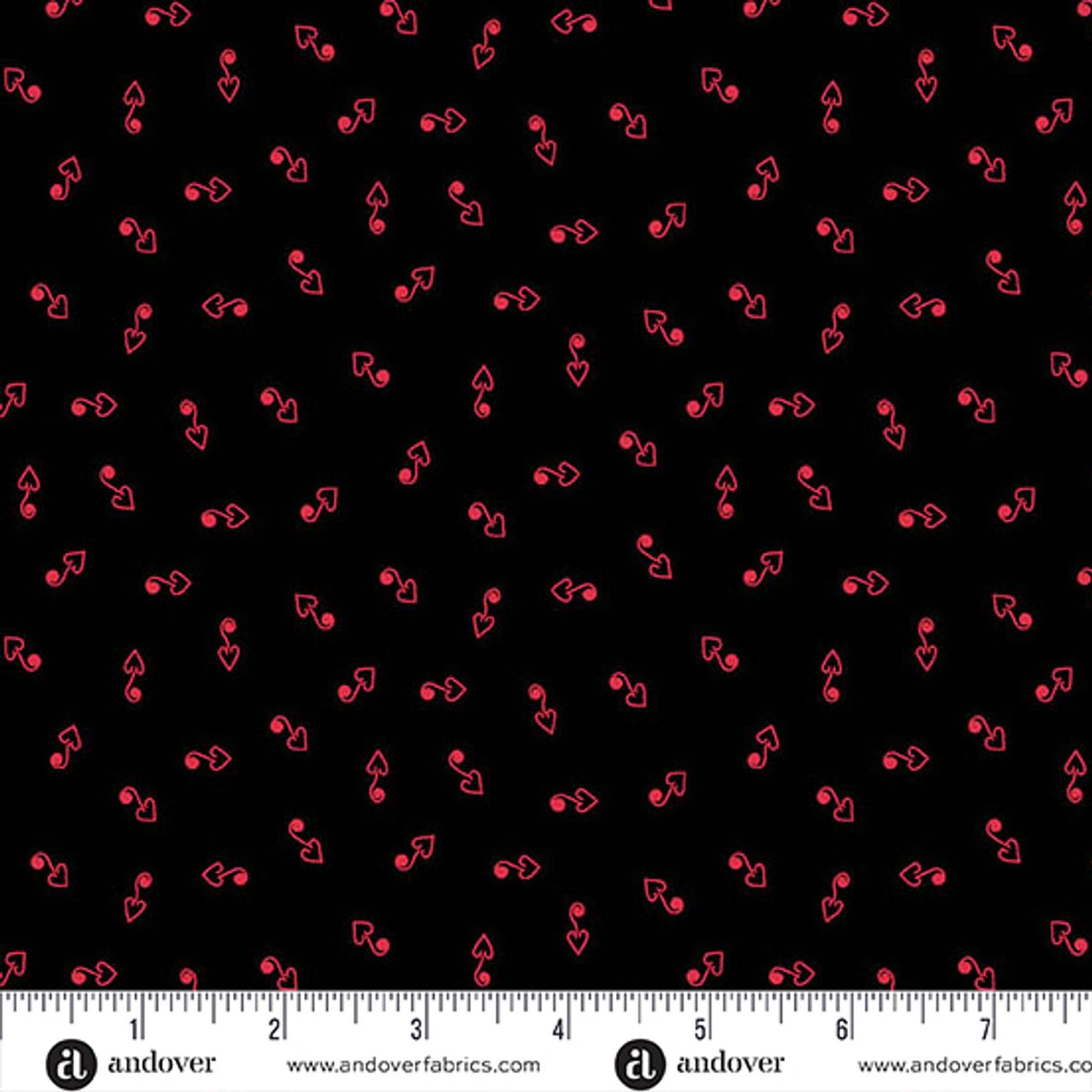 Heart and Soul Black Hook Heart Fabric Yardage