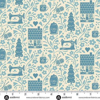 Cozy House Chambray Vignette Fabric Yardage