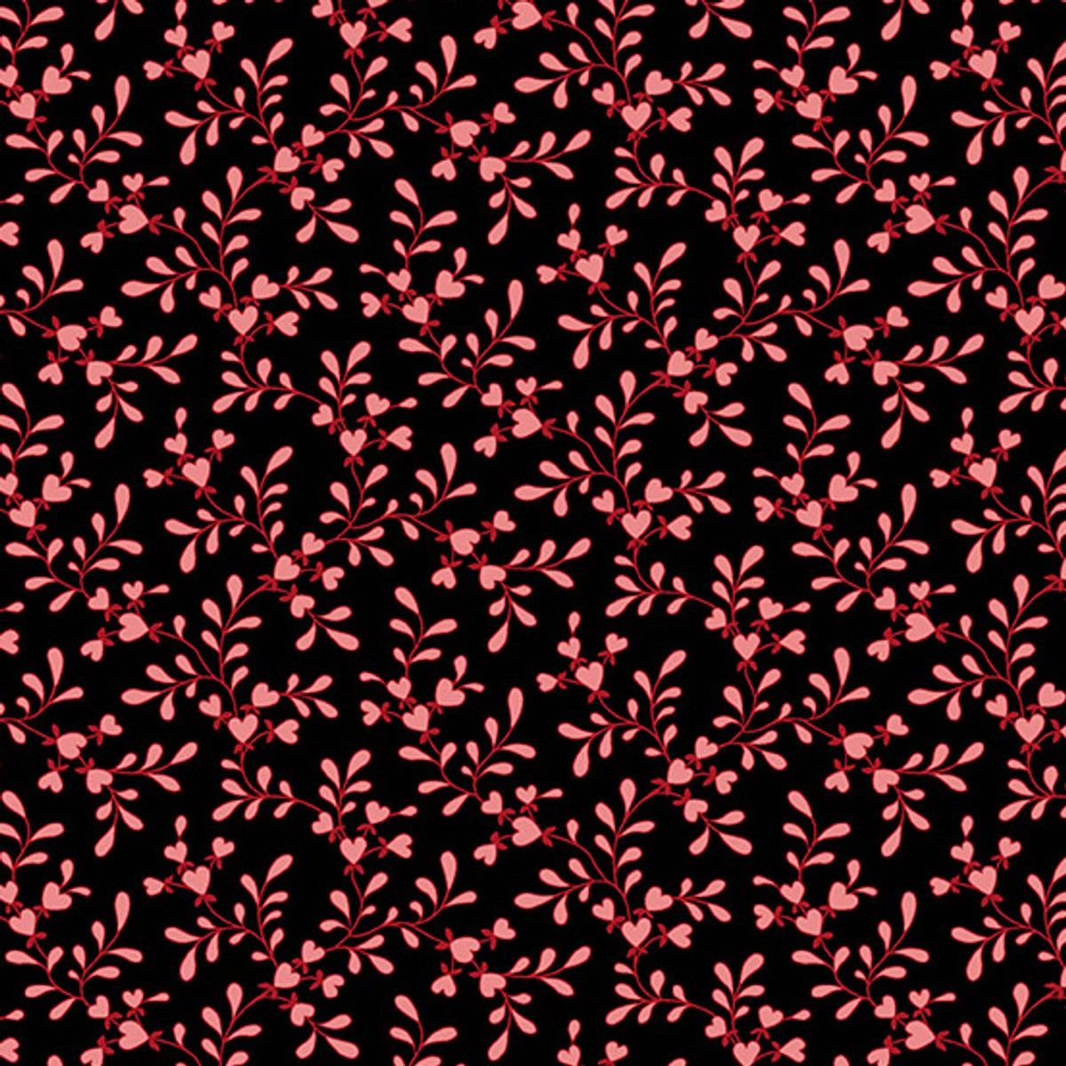 Be Mine Black Heart Tree Fabric Yardage