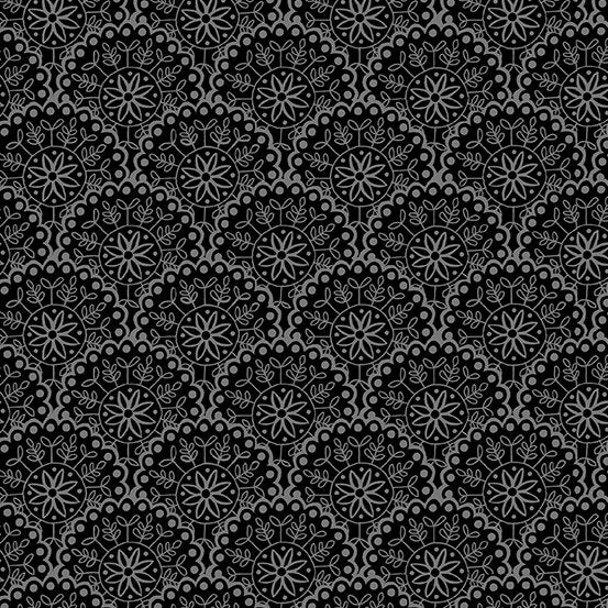 Bee Happy Black Clamshell Fabric Yardage