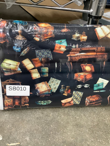Bookworm Black Writing Desk quilting fabric short bolt 4 yards