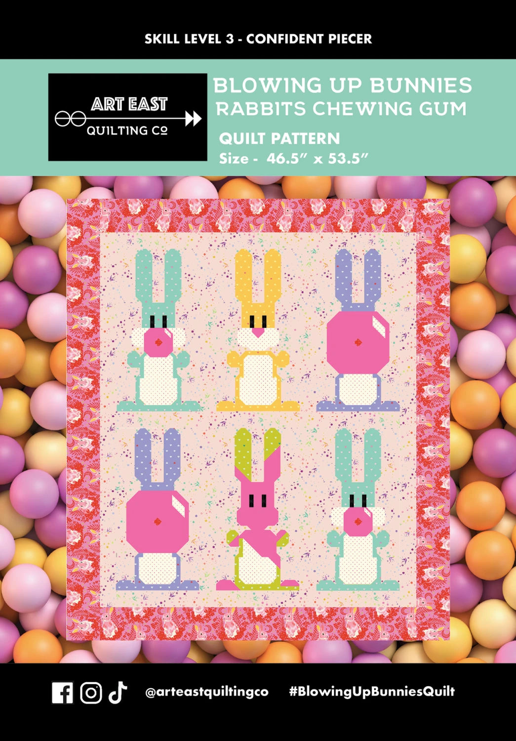 Blowin Up Bunnies - Rabbits Chewing Gum Quilt Pattern - image 1 - quilting pattern with step-by-step instructions