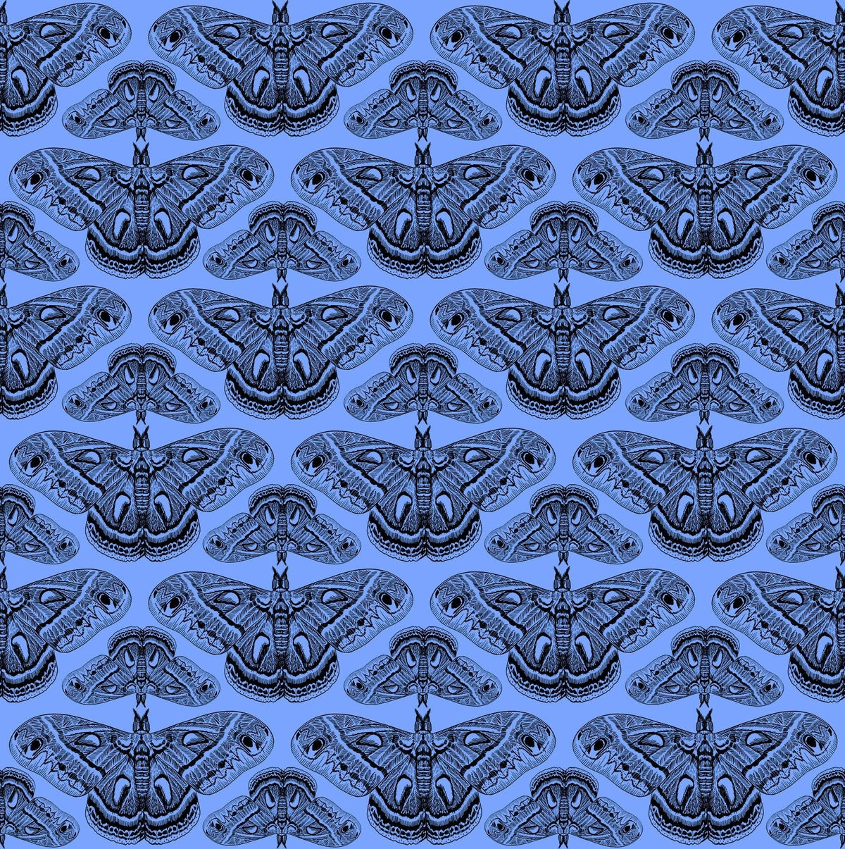Indelible Ink Cerulean Cecropia Fabric Yardage - quilt fabric for sewing and quilting projects