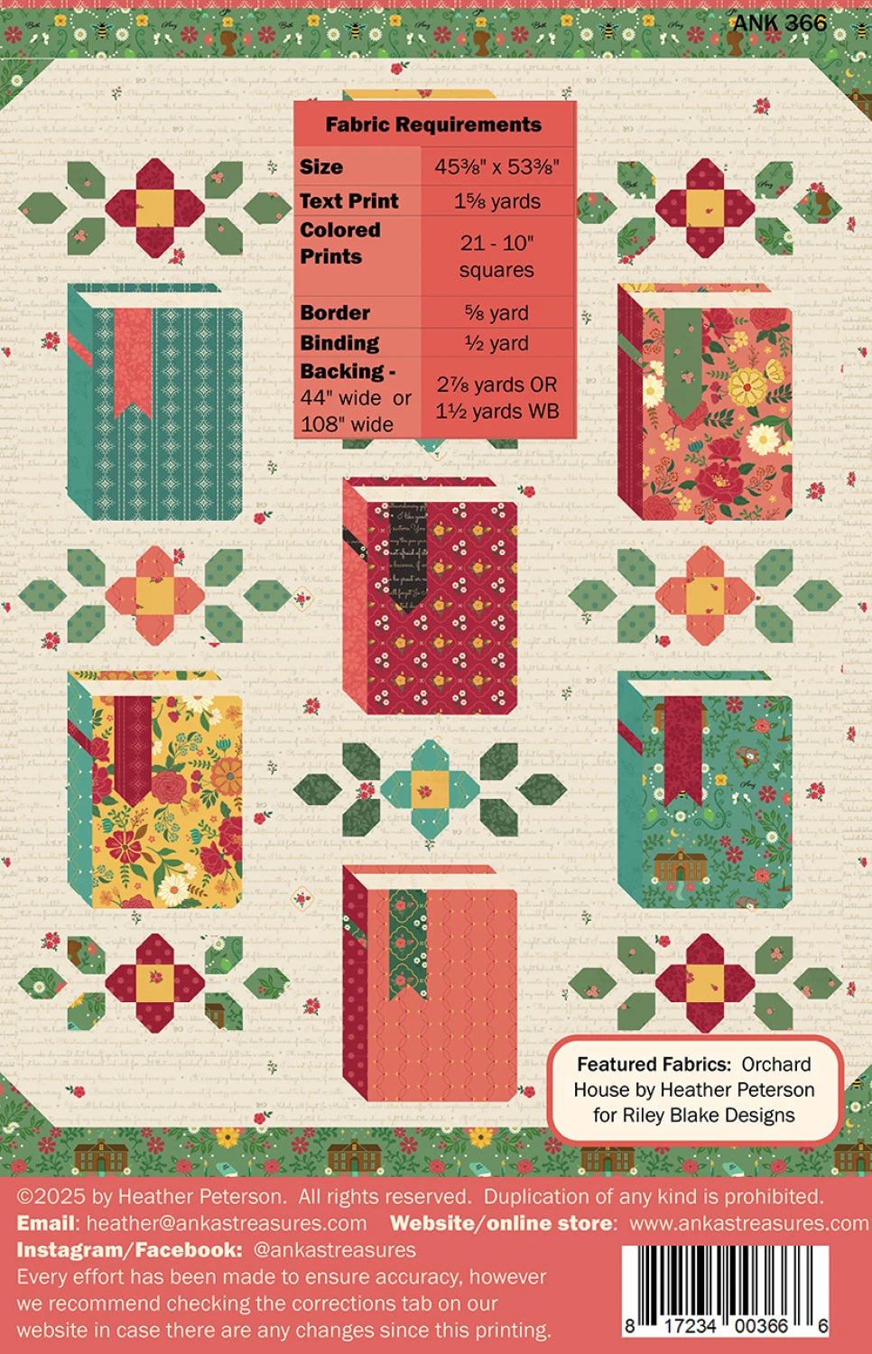 Novel Idea Quilt Pattern fabric requirements chart