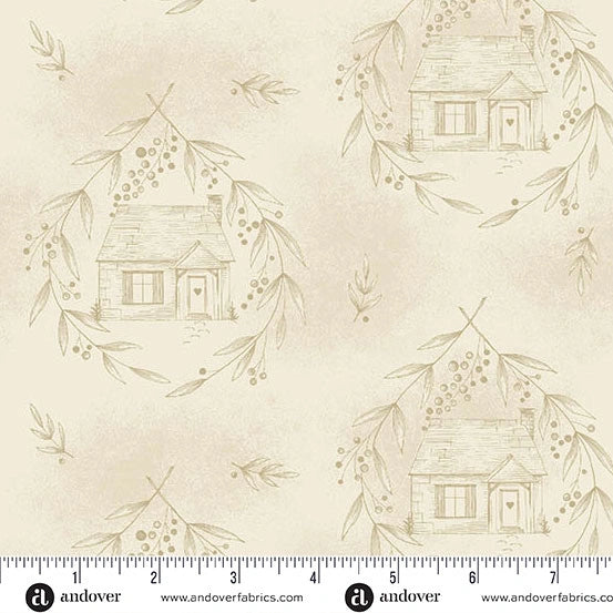 Special Delivery Wheat Cozy Cottage 108 inch wide quilt backing fabric