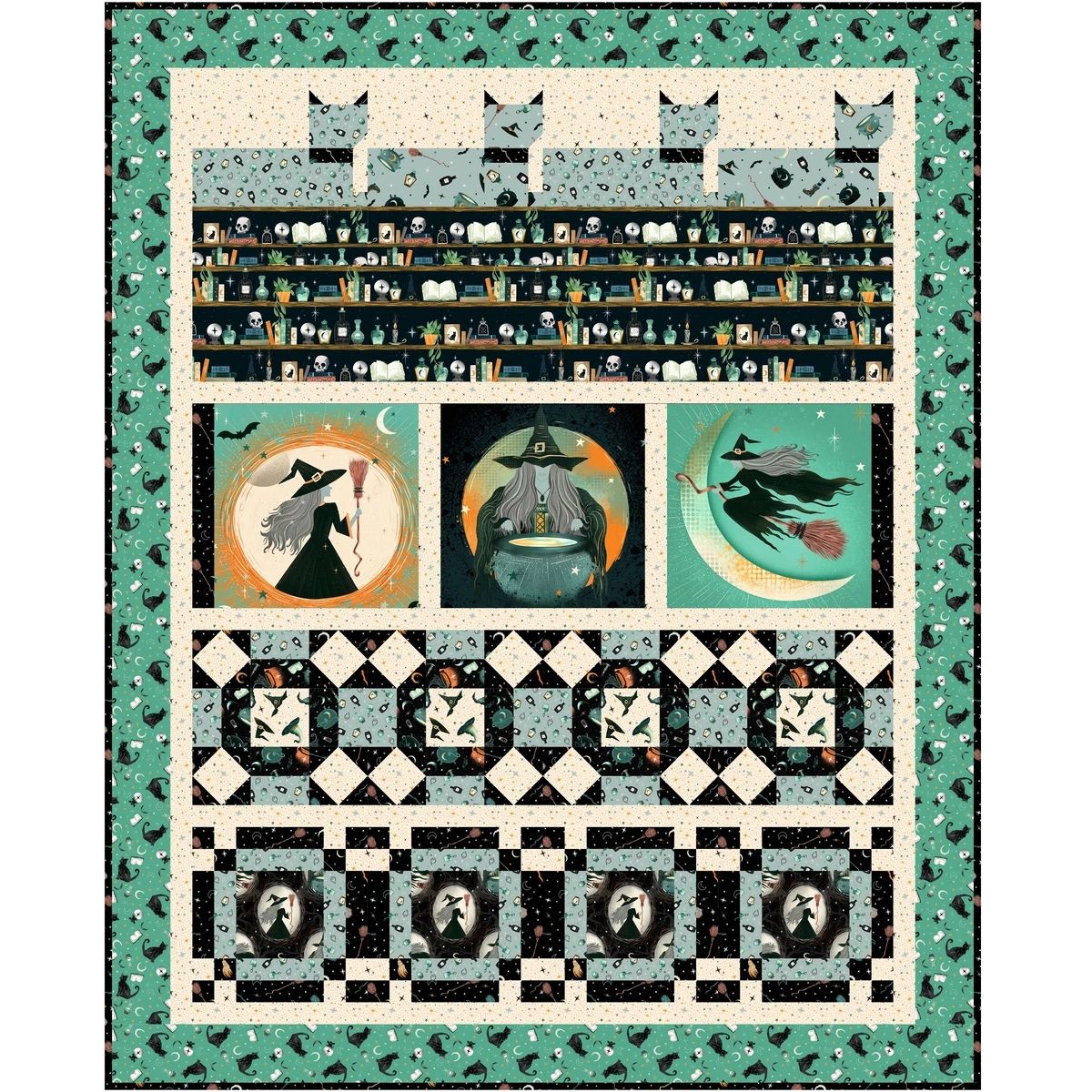 Apothecary Quilt Kit - Witchy Wicked themed Halloween sampler quilt kit