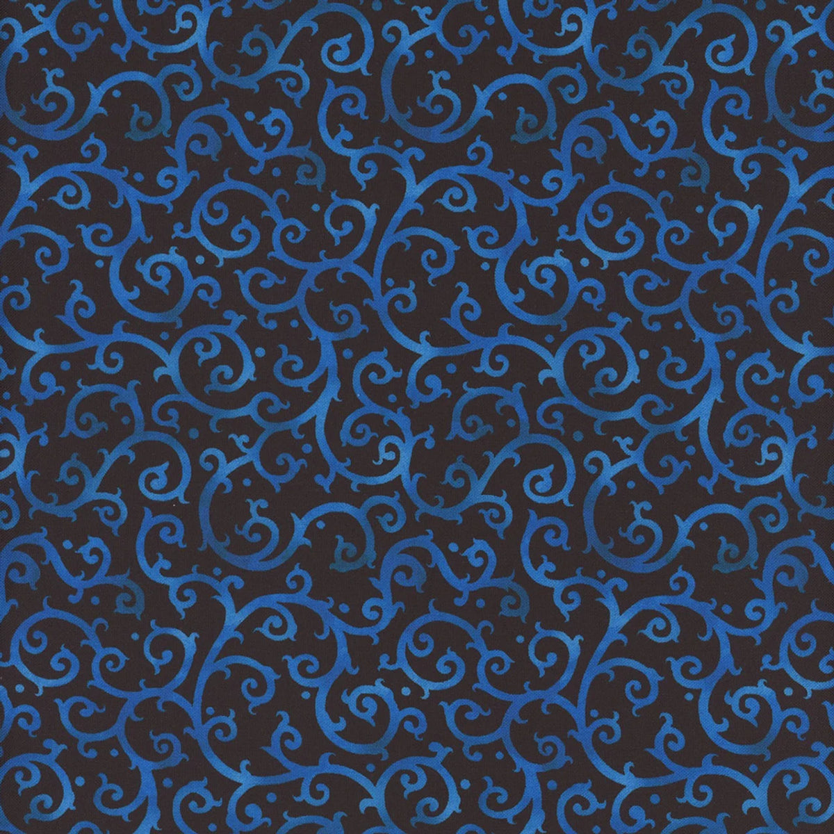 Scrolling Splendor Blue/Black Fabric Yardage - quilt fabric for sewing and quilting projects