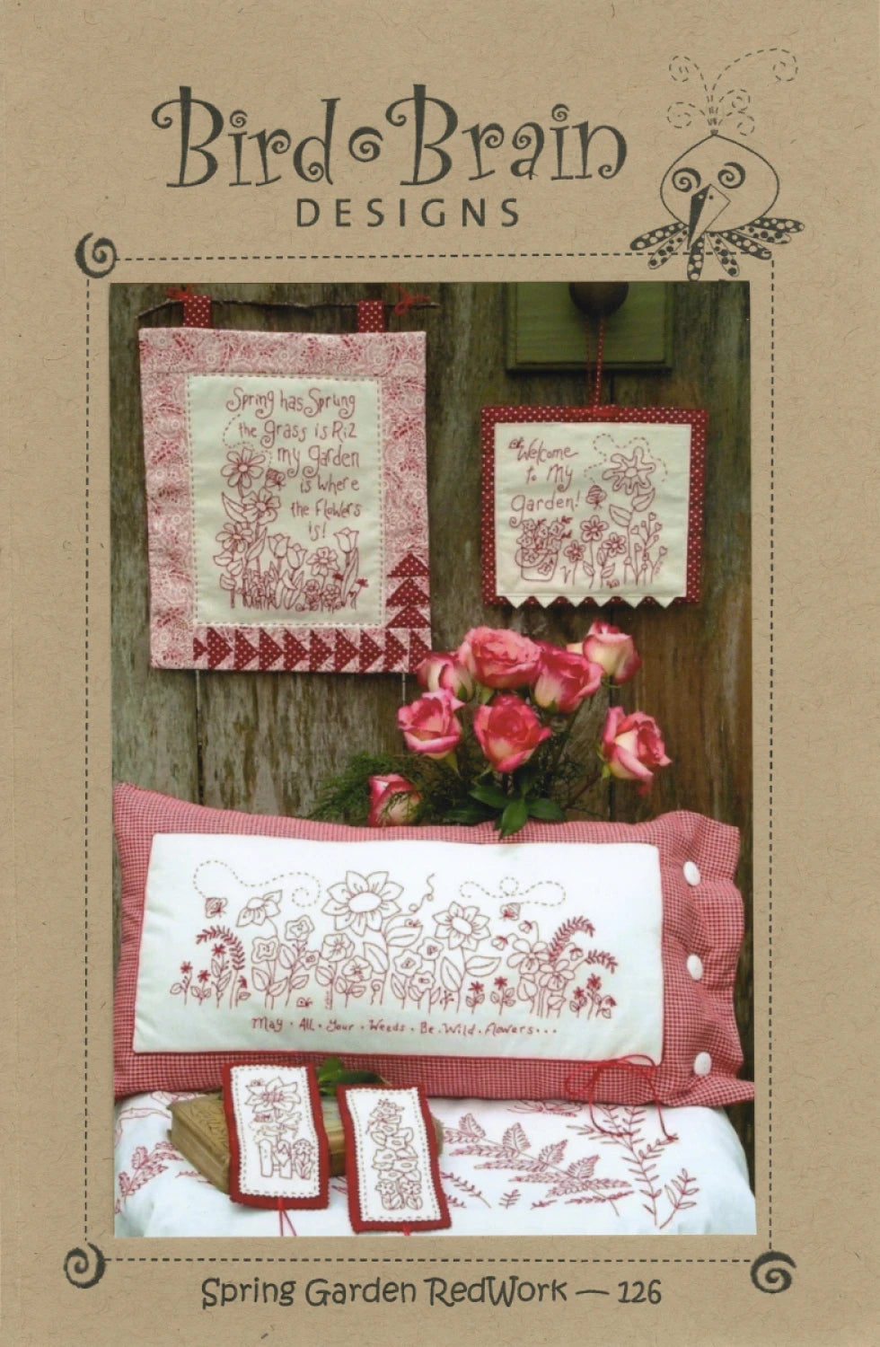 Spring Garden Redwork Quilt Pattern - image 1 - quilting pattern with step-by-step instructions