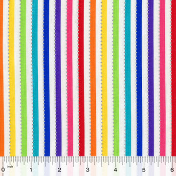 BeColorful White Rainbow Stripe Fabric Yardage