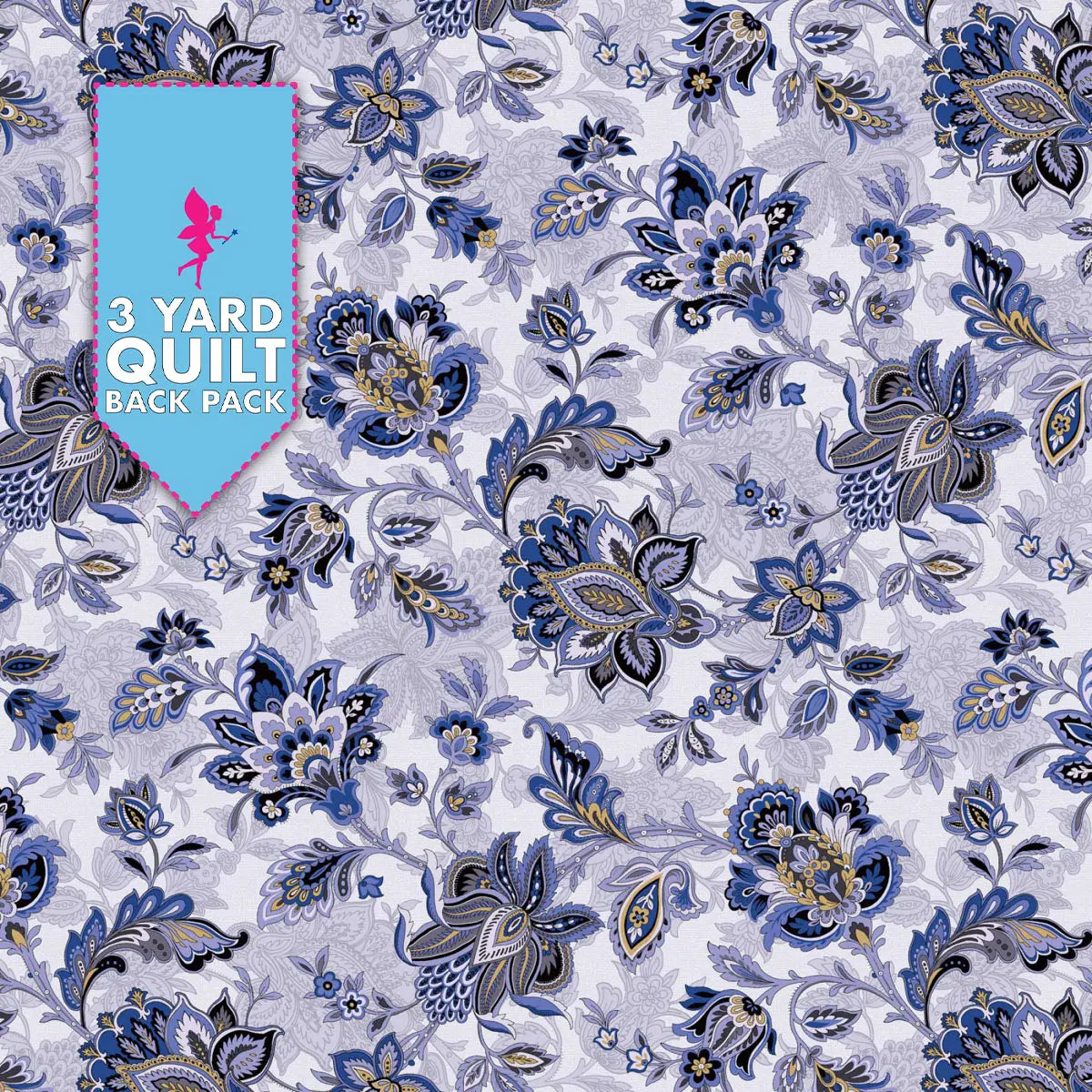 The Drawing Room Light Blue Footstool 108" Wide 3 Yard Quilt Fabric Back Pack