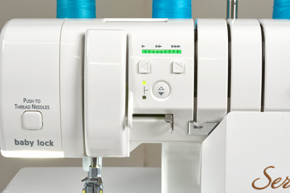 Baby Lock Serenity Serger machine side profile view