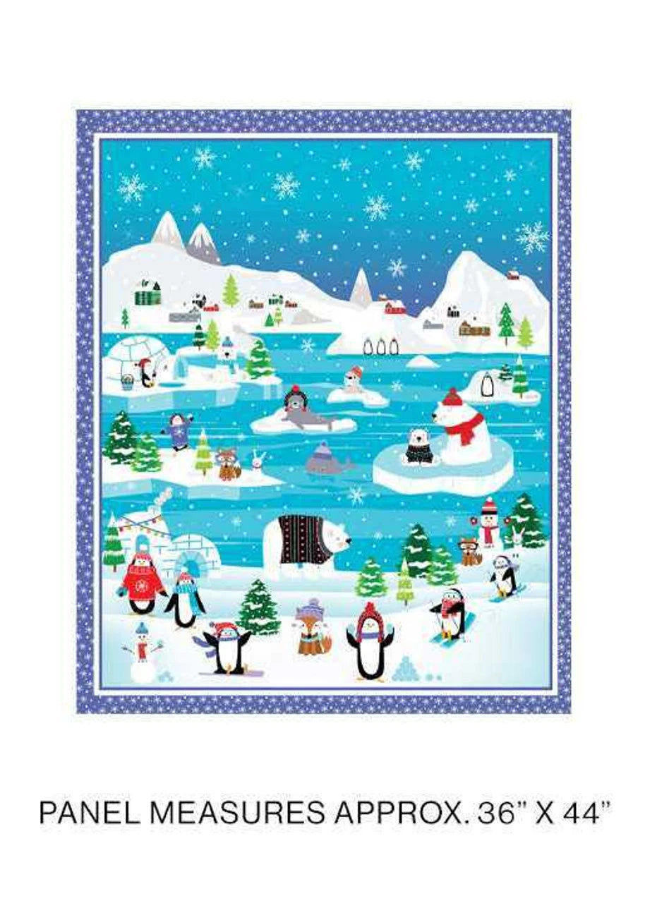 Snow Fun Panel Multi Fabric Panel - quilt fabric panel for quilting projects