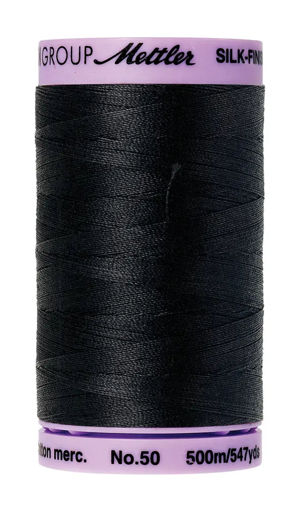 Mettler Cotton Silk Finish 50wt 500m Black - quilting supply from Quilted Joy