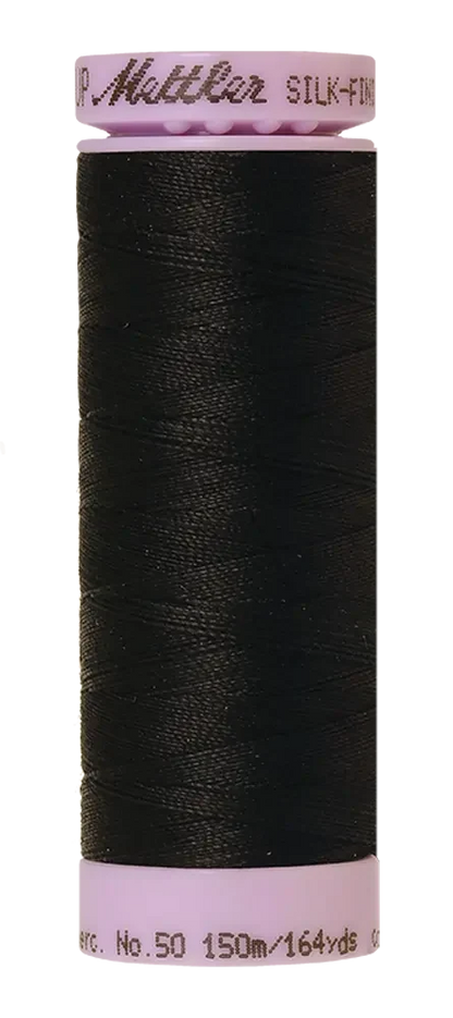 Mettler Cotton Silk Finish 50wt Black large spool quilting thread