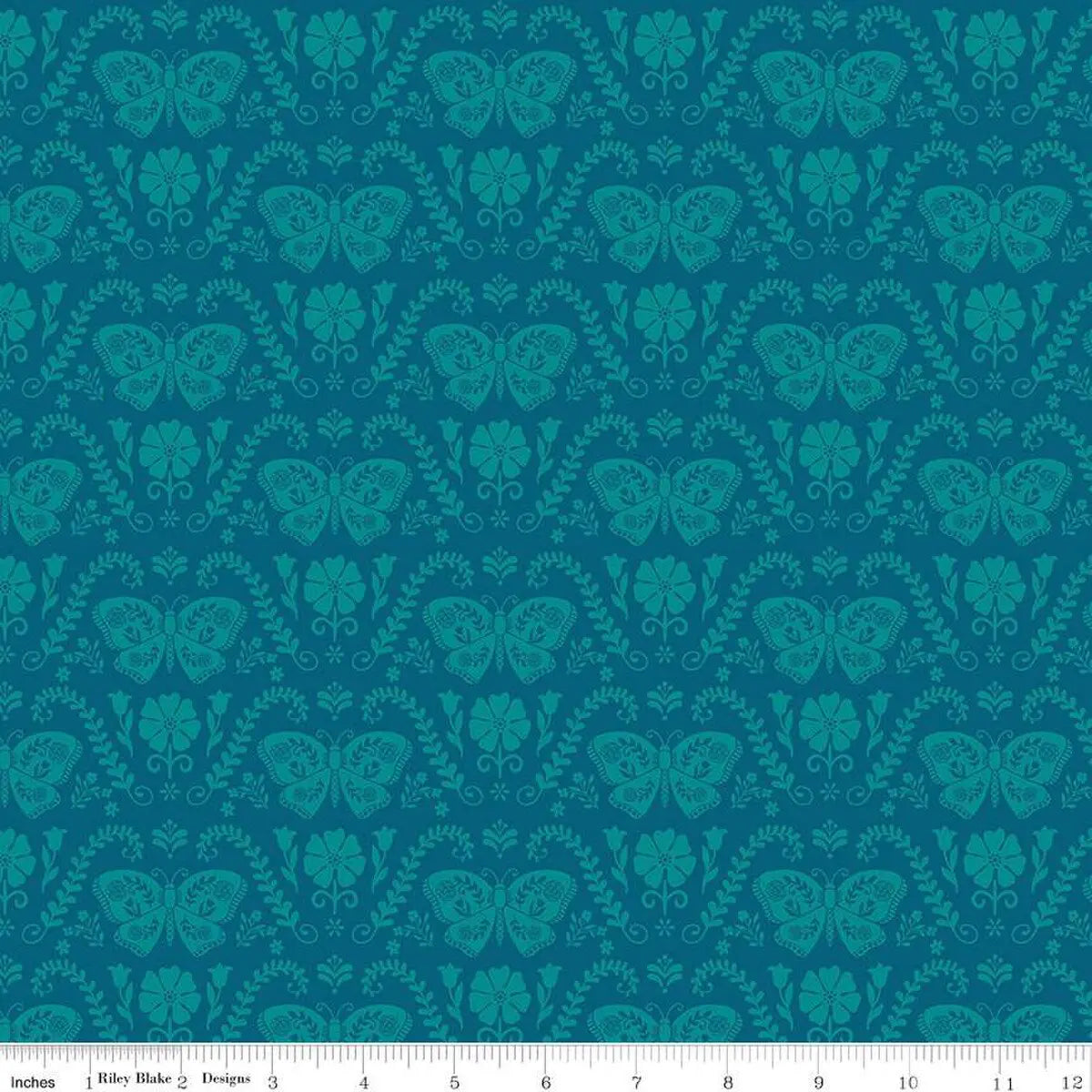First Blooms Denim Butterflies Fabric Yardage