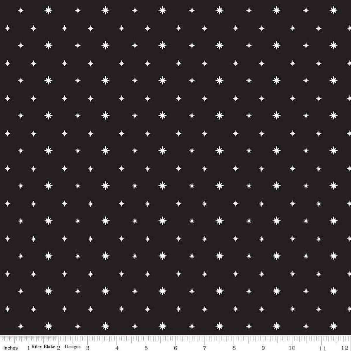 Charming Christmas Black Stars Fabric Yardage - quilt fabric for sewing and quilting projects