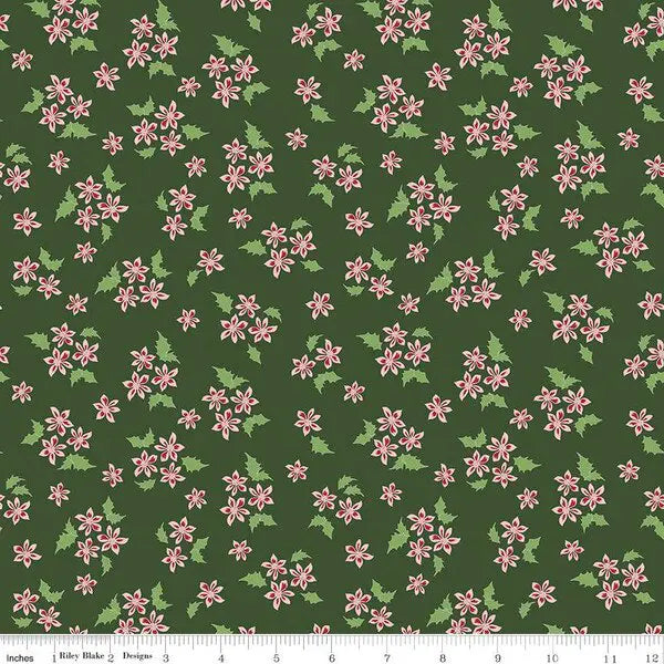 Mistletoe & Holly Forest Floral Fabric Yardage
