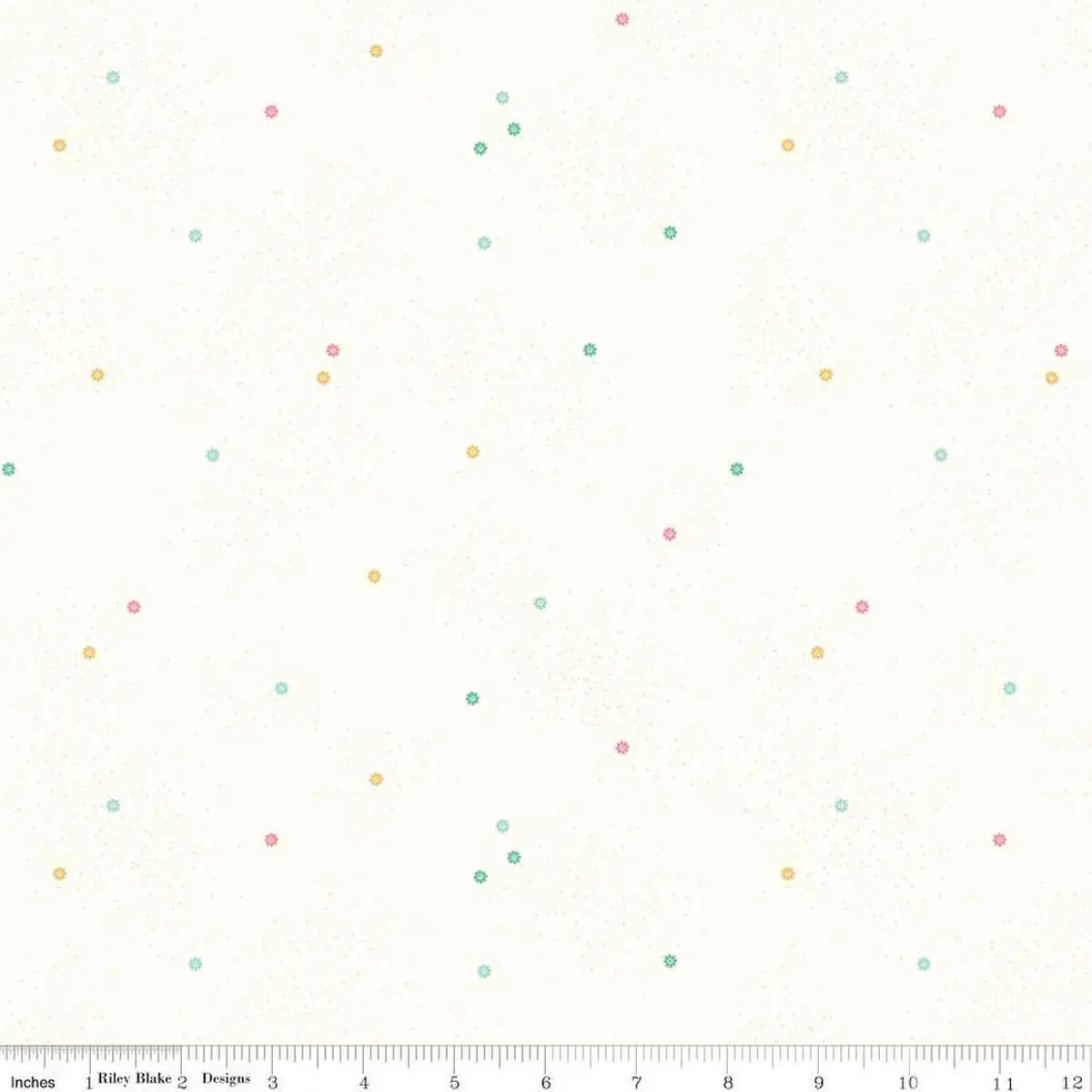 Dainty Daisy Vintage Pastels on Cloud Fabric Yardage