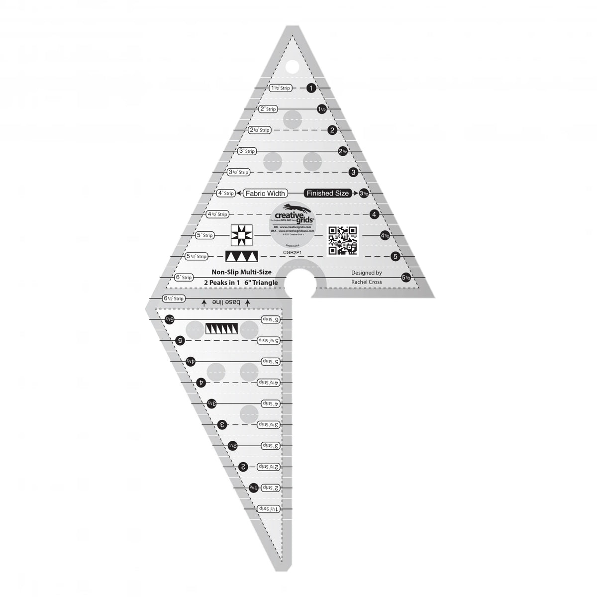 Creative Grids Quilt Ruler 2 Peaks in 1 Triangle - image 1 - quilting ruler for precision cutting