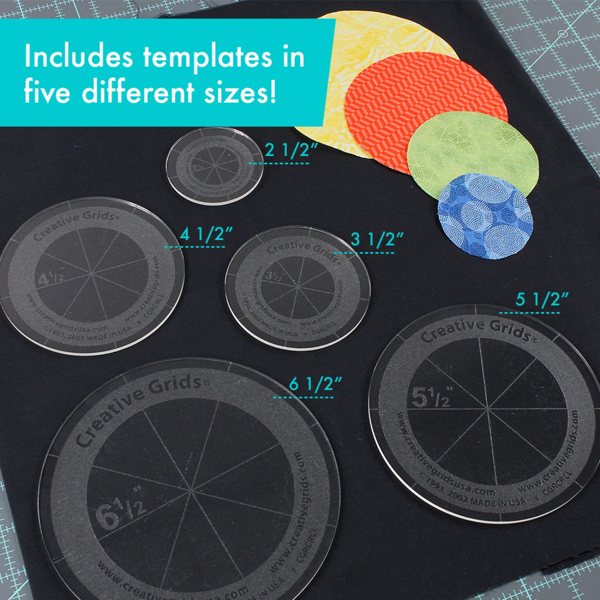 Creative Grids Quilt Ruler Circles Set of 5 - image 5 - quilting ruler for precision cutting