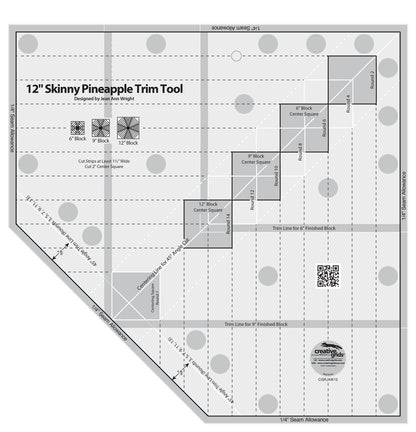 Creative Grids Quilt Ruler 12in Skinny Pineapple Trim Tool - image 1 - quilting ruler for precision cutting