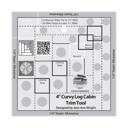 Creative Grids Quilt Ruler 4in Curvy Log Cabin Trim Tool - image 1 - quilting ruler for precision cutting