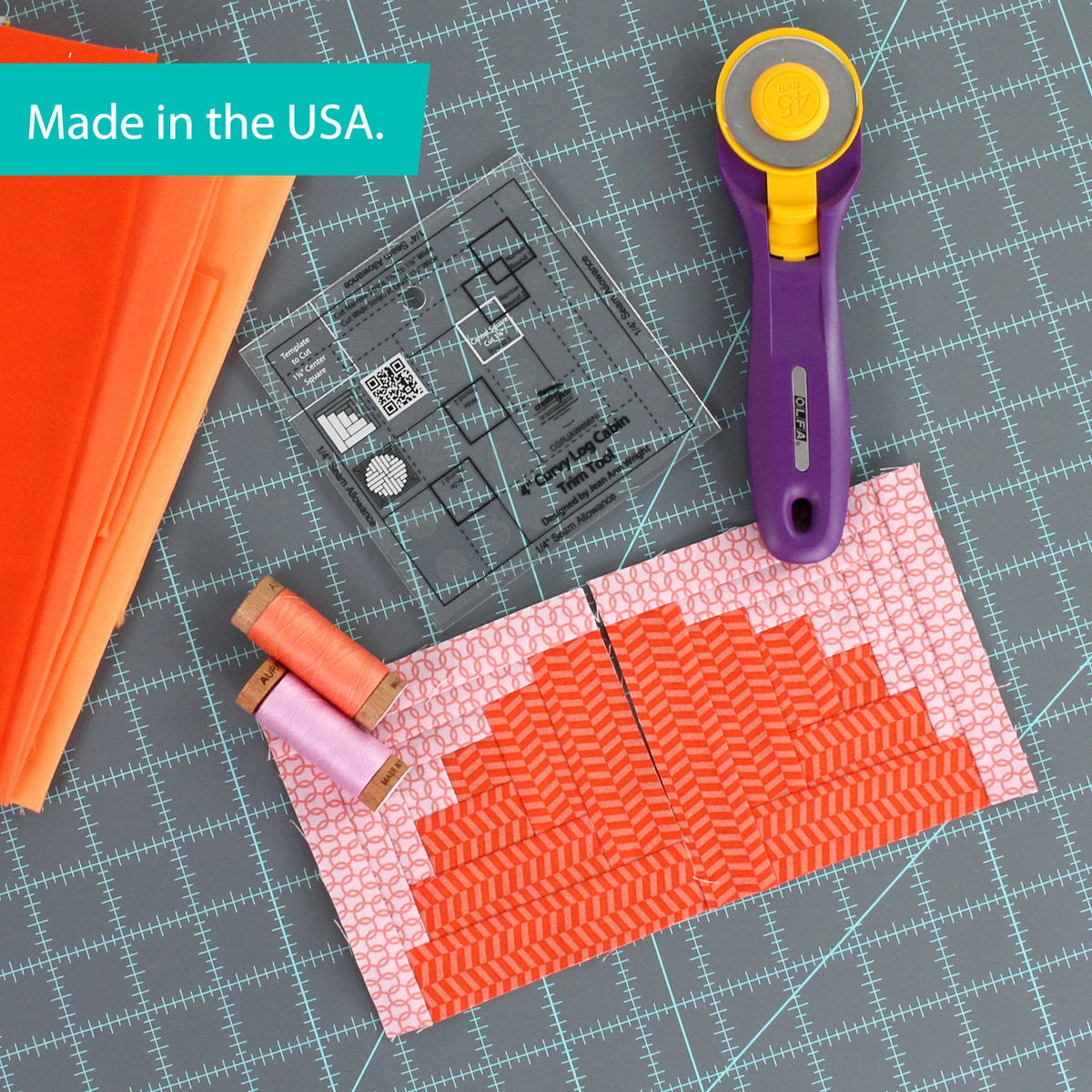 Creative Grids Quilt Ruler 4in Curvy Log Cabin Trim Tool - image 2 - quilting ruler for precision cutting