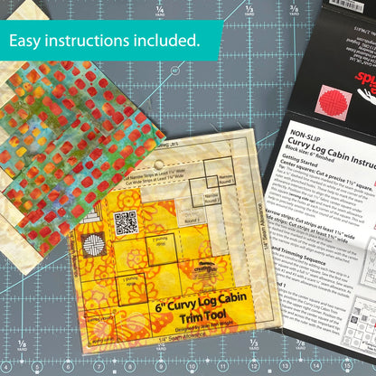 Creative Grids Quilt Ruler Curvy Log Cabin Trim Tool 6in Finished Blocks - image 6 - quilting ruler for precision cutting