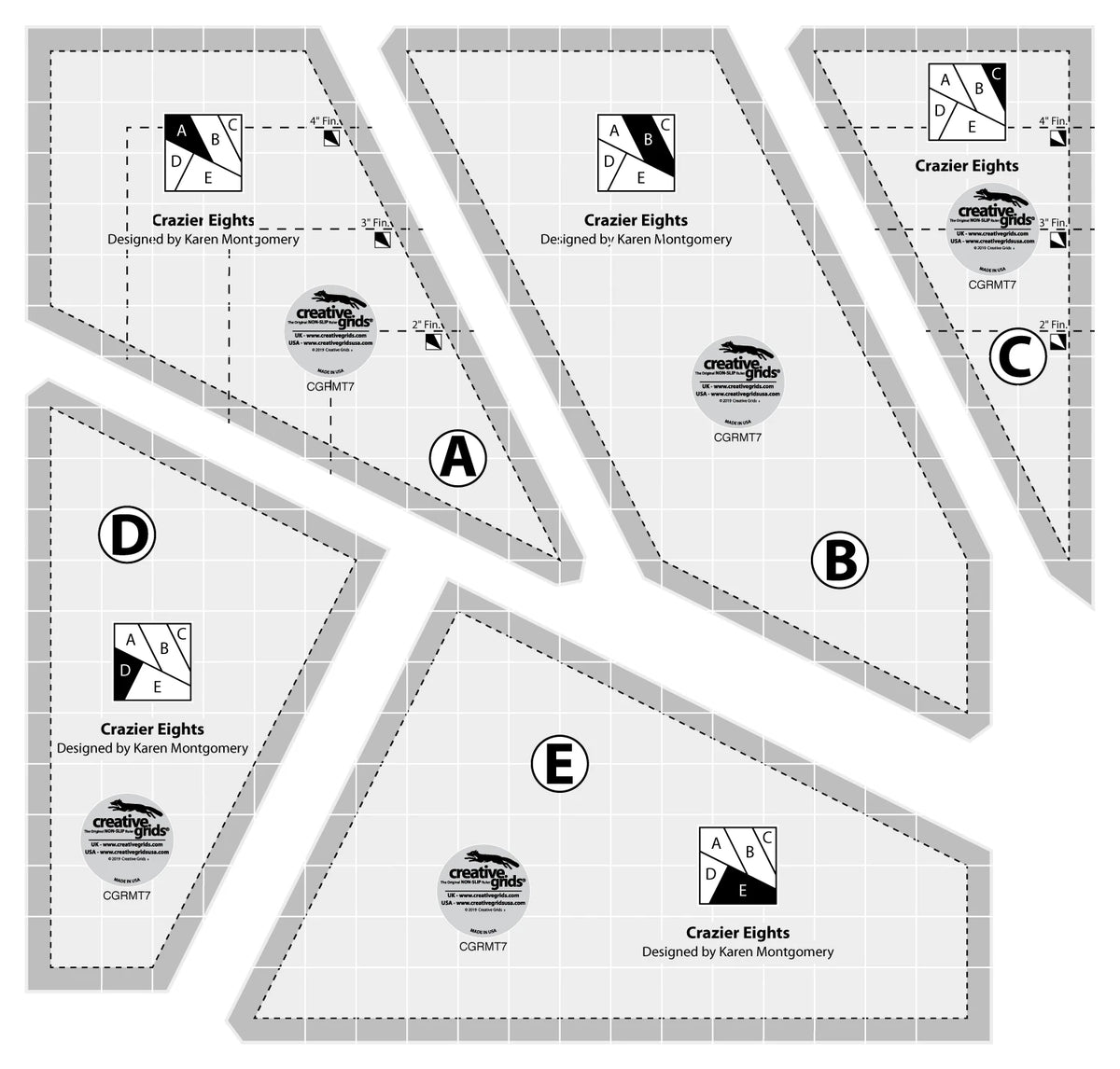 Creative Grids Crazier Eights acrylic quilt template set