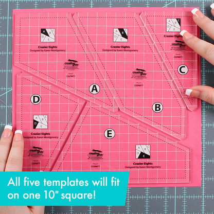Creative Grids Crazier Eights template set in use cutting fabric