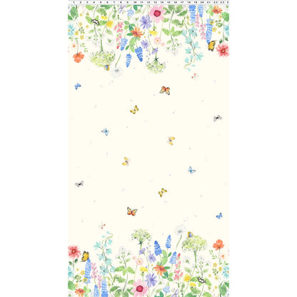 Sunlit Sonnet Light Cream Double Border fabric yardage detail view